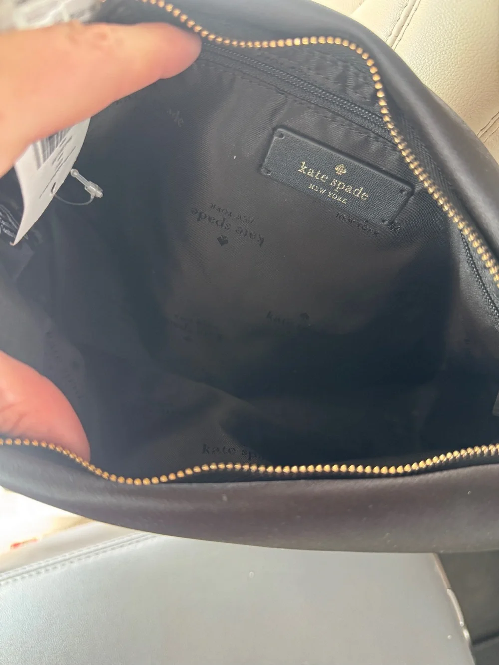 Kate Spade Anya Black Satin Shoulder Bag with Gold Chain Accents & Gems — NWT!